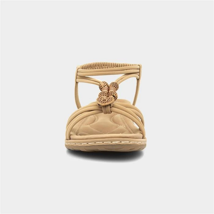 Lilley Womens Beige Flat Slip On Sandal