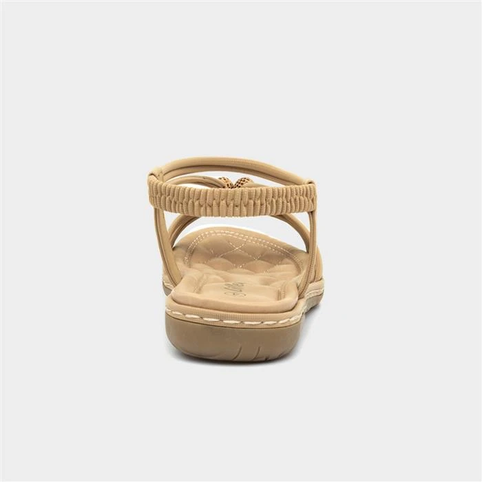 Lilley Womens Beige Flat Slip On Sandal - Image 3