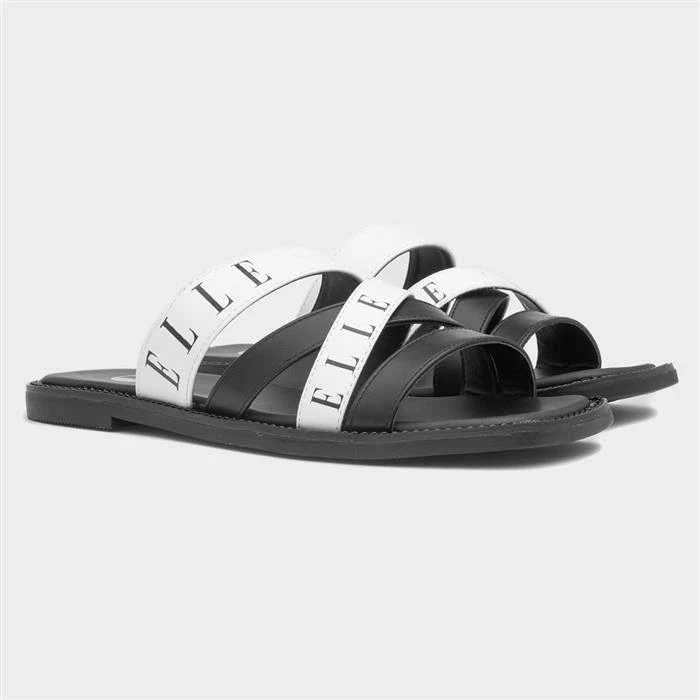 Elle Oceana Womens Black And White Strappy Slider - Image 5