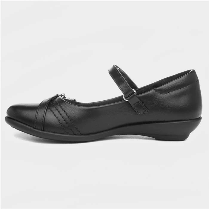 Walkright Girls Black School Shoe With Butterfly - Image 2
