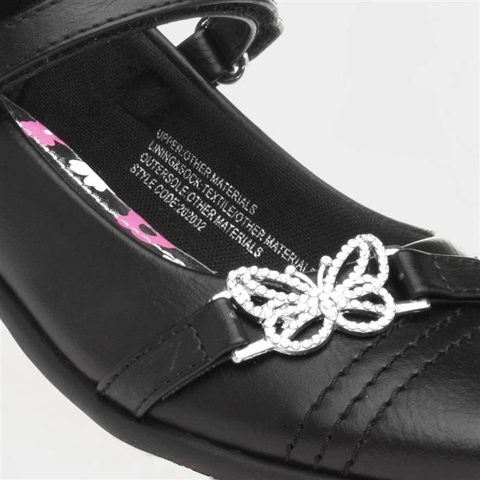 Walkright Girls Black School Shoe With Butterfly - Image 4