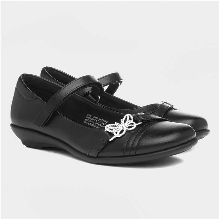 Walkright Girls Black School Shoe With Butterfly - Image 5