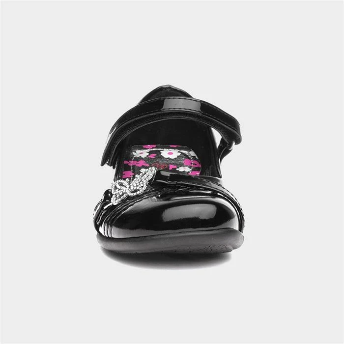 Walkright Kids Black Patent Butterfly School Shoe