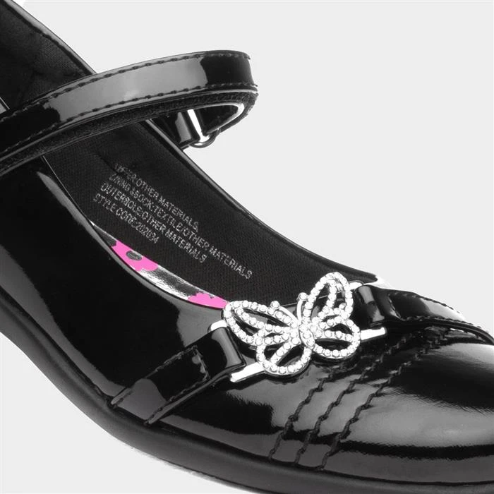 Walkright Kids Black Patent Butterfly School Shoe - Image 4