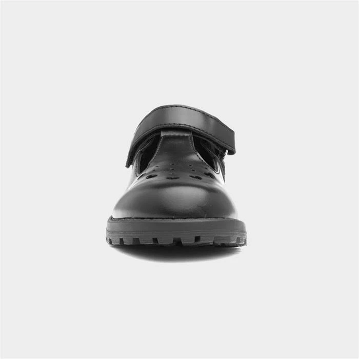 Walkright Lena Kids Black School Shoes With Hearts