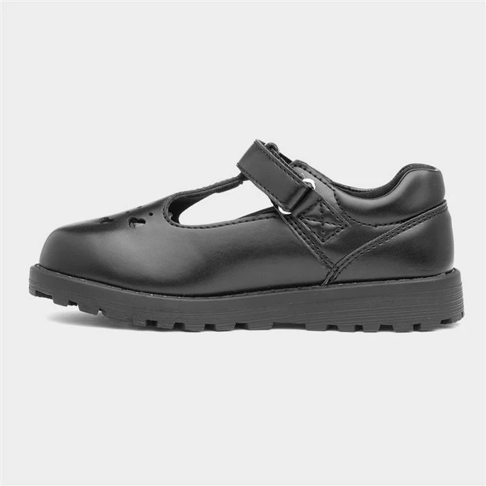 Walkright Lena Kids Black School Shoes With Hearts - Image 2