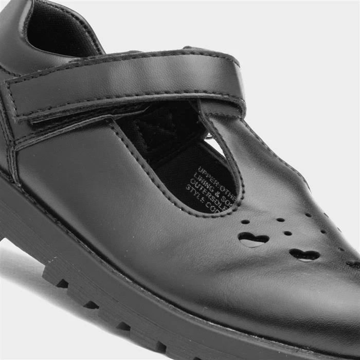 Walkright Lena Kids Black School Shoes With Hearts - Image 4