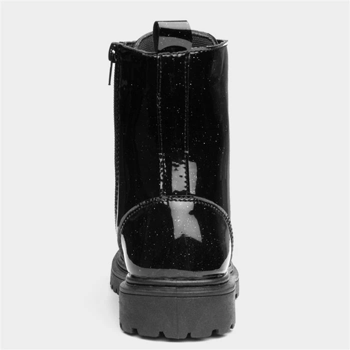 Lilley Girls Black Sparkle Patent Boot - Image 3