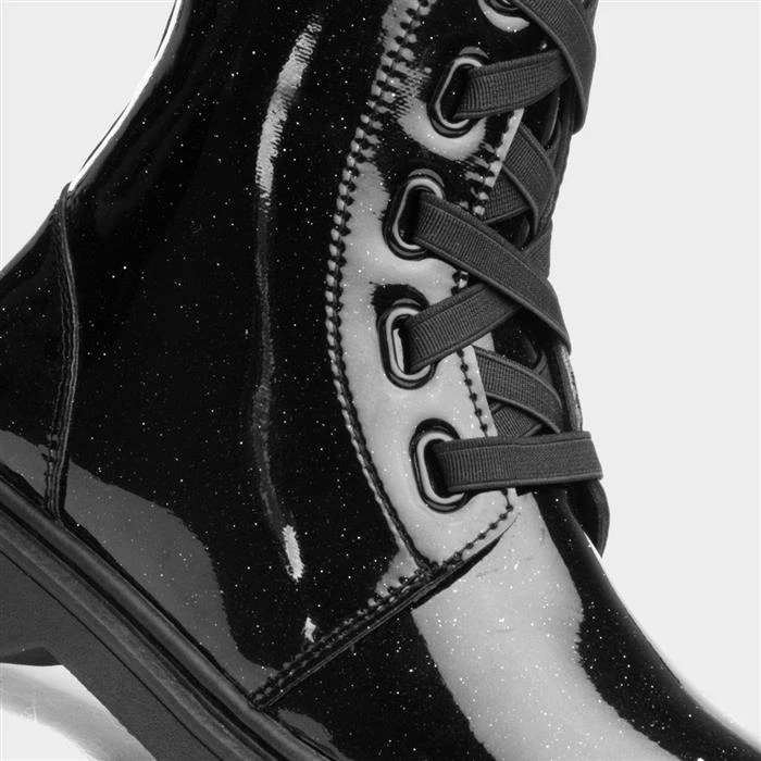 Lilley Girls Black Sparkle Patent Boot - Image 4
