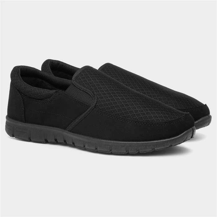 Mens Blake Black Mesh Slip On Shoe - Image 5
