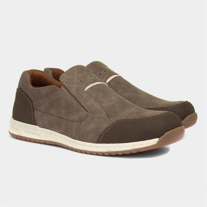 Relife Rob Mens Taupe Slip On Casual Shoe - Image 4