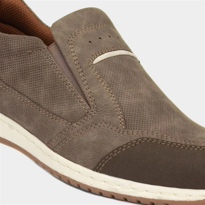 Relife Rob Mens Taupe Slip On Casual Shoe - Image 5