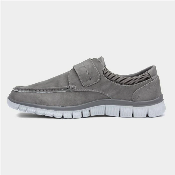 Cushion Walk Greg Mens Grey Easy Fasten Shoe - Image 2