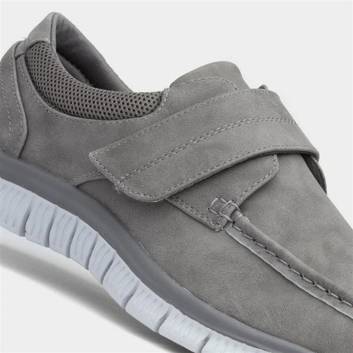 Cushion Walk Greg Mens Grey Easy Fasten Shoe - Image 4