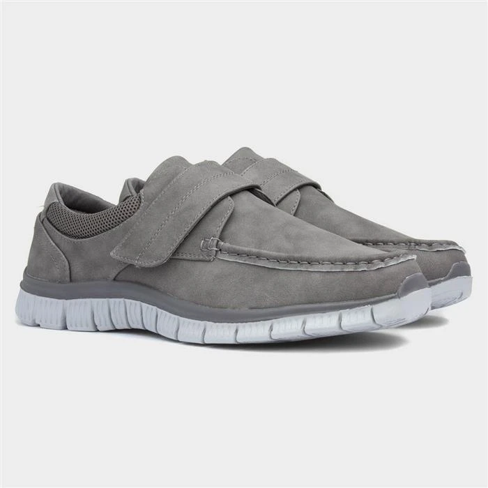 Cushion Walk Greg Mens Grey Easy Fasten Shoe - Image 5