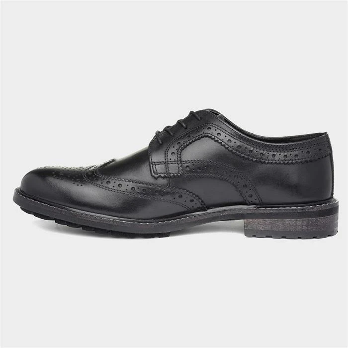 Silver Street Felix Mens Black Leather Brogue Shoe - Image 2