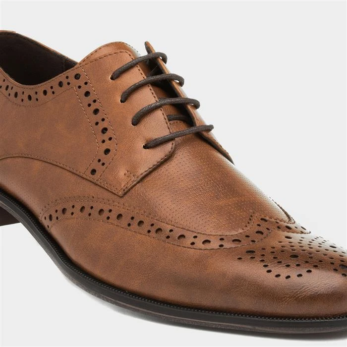 Beckett Billy Mens Lace Up Tan Brogue Shoe - Image 4