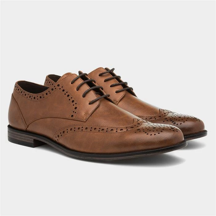 Beckett Billy Mens Lace Up Tan Brogue Shoe - Image 5