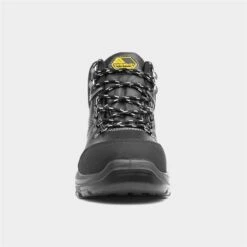 EarthWorks Mens Black Leather Lace Up Safety Boot