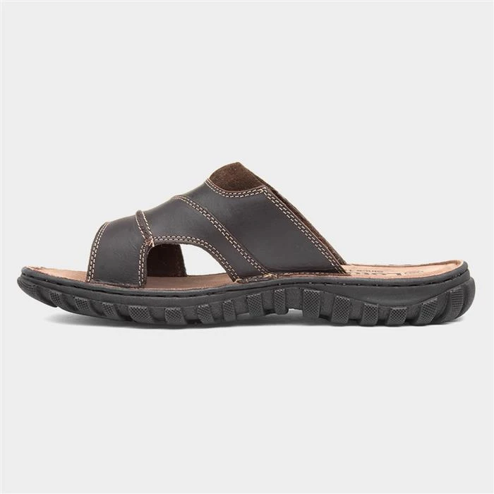 Lotus Mens Brown Leather Slip On Sandal - Image 2