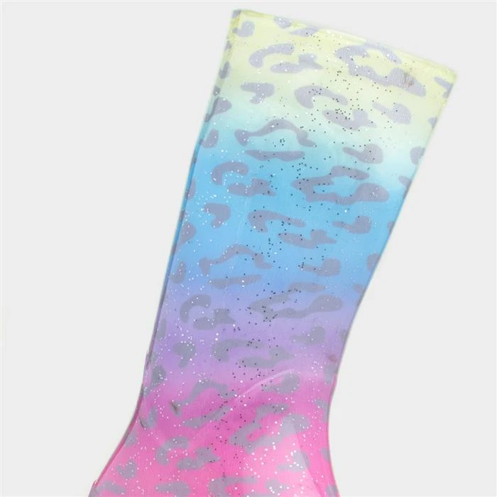 Zone Stormy Kids Rainbow Leopard Print Glitter Welly - Image 4